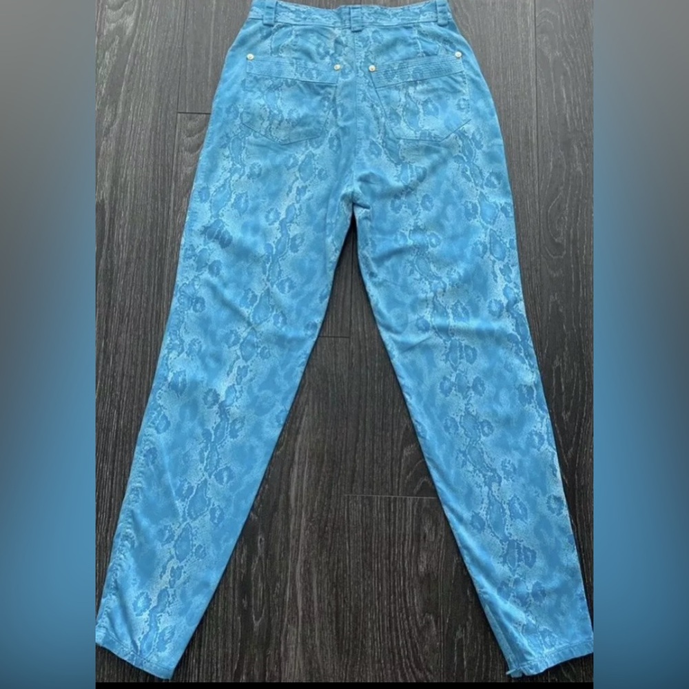 VERSUS X Gianni Versace VTGE turquoise Snake Akin Print Zip Ankles Pants  30